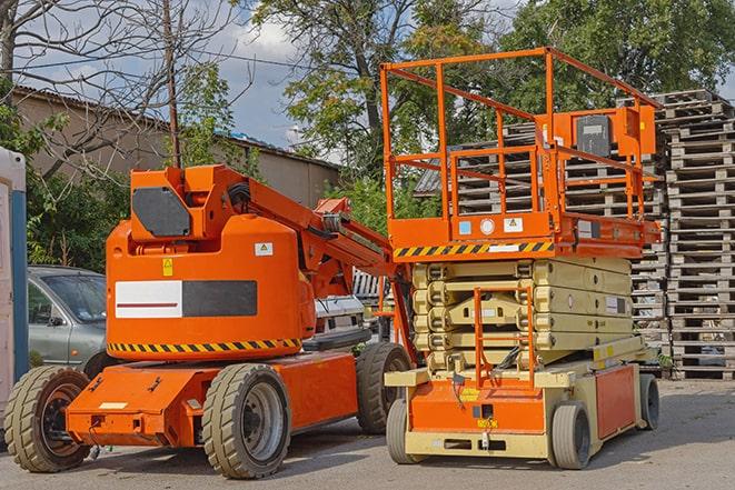 busy warehouse with forklift in motion in Babylon